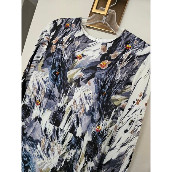 Annah Hariri White Navy Embellished Mango Modest Dress Formal Dress NWT Size 10 - Picture 4 of 12